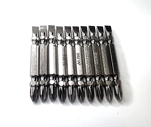 Ph2/Sl2 Electric Hand Drill Magnetic Double Ended Screwdriver Bits, 1/4 Inch Hex Shank 2.6-Inch (65Mm) Length S2 Power Tool （10 Pcs ） #TOP1