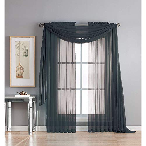 Mavvel Gorgeous Home *Different Solid Colors* and Also *Animal Print* 1PC Scarf Valance Soft Sheer Voile Window Topper Swag Panel Curtain 216
