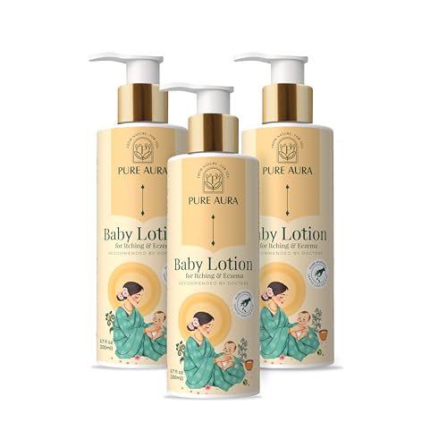 Image of Pure Aura Baby Lotion for Dry & Sensitive Skin Pack of 3 (200ml Each) - Doctor Recommended Ayurvedic Baby Moisturizer for Newborns & Kids | Chemical-Free Daily Hydration