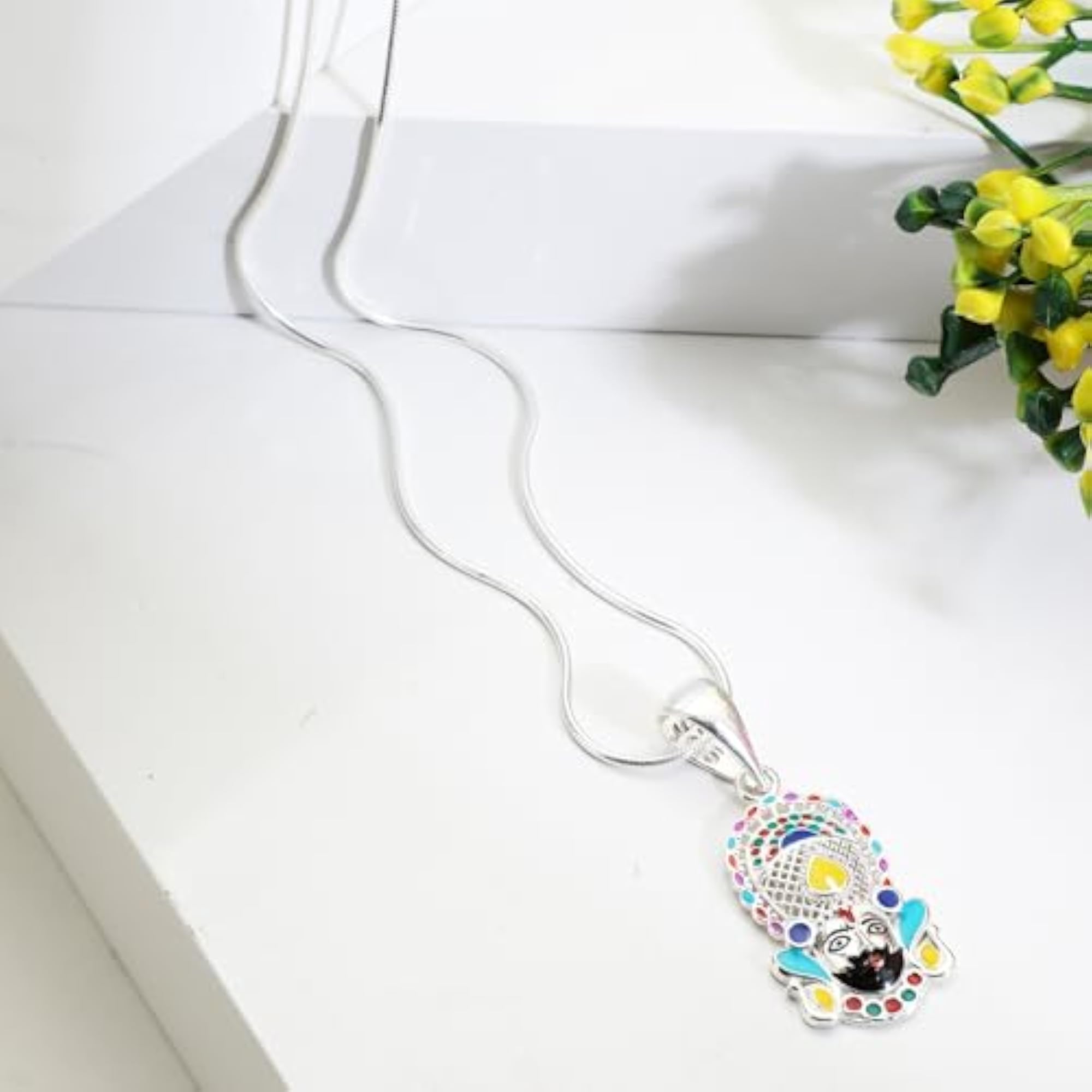 925 Silver Khatu Shyam Pendant with Chain, Gift for All