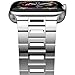 [New Version] iiteeology Compatible with iWatch Band 44mm 42mm, Ultra Thin Breathable Stainless Steel Band Strap Compatible with Apple Watch Series 5/4/3/2/1 Men Women - Silver