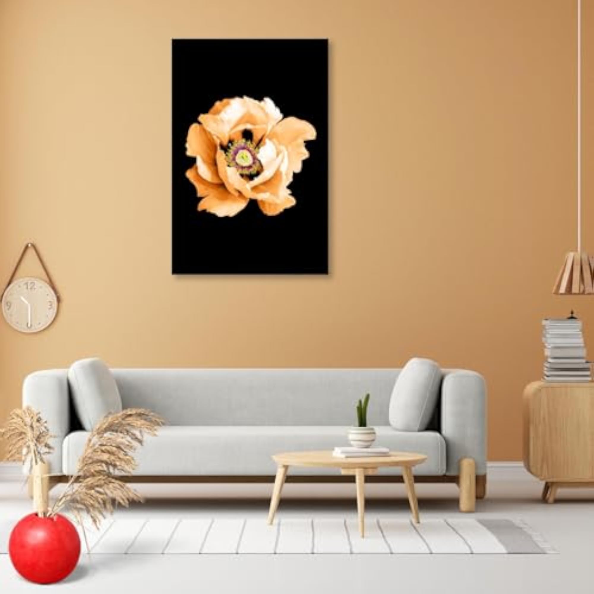 Orange Peony Flower Peel & Stick Vinyl Wall Sticker