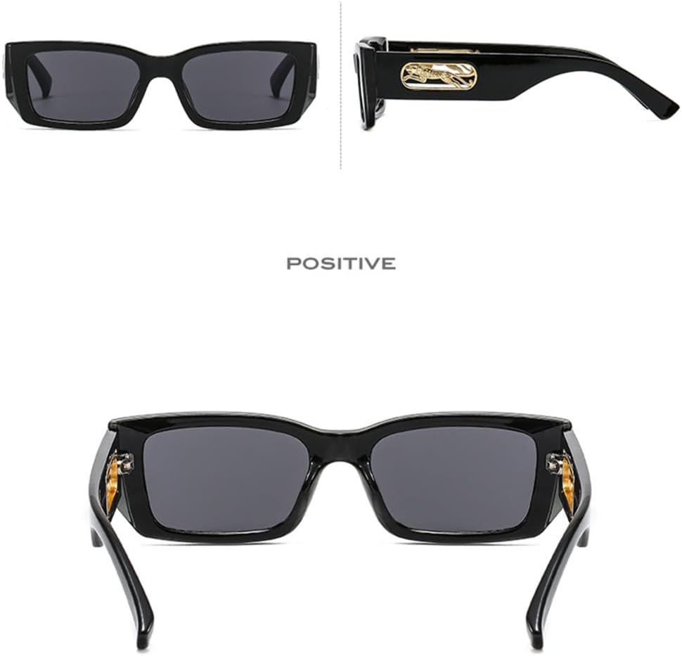 Rectangle Sunglasses Women Men PC Gradients Lens Frame Leopard Decorate Sun Glasses UV400