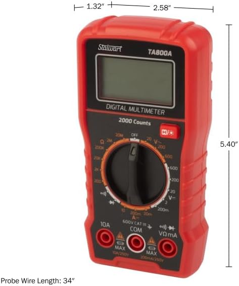 Miniatura 4 de Probador de voltaje multímetro - Medidor de voltaje digital con pantalla retroiluminada y sondas de aguja para voltaje CACC, corriente continua y