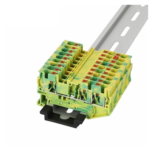 PT4-TW-PE Ground Terminals 3 Conductor PT 4 Twin Push-in Earth Wire Electrical Connector Din Rail Terminal Block PT-4TW-PE(5 Pcs)
