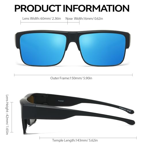 LVIOE Polarized Sunglasses Fit Over Glasses for Women Men, Wrap Around Over Sunglasses with UV Protection LS41013