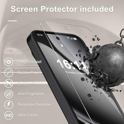 Image of for Google Pixel 10 /10 Pro Case, Matte Magnetic Phone Cover [with 1 Screen Protector] [Support for MagSafe] [Shockproof Military Grade Protection] Translucent Frosted Back, Black