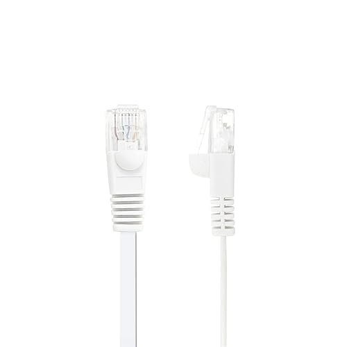 Buhbo Cable de red Ethernet plano Cat6 de 2 pies RJ45 (paquete de 5), color blanco