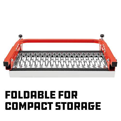 Image of Powerbuilt Tire Step for Truck, SUV, Semi, Heavy Duty 300 lb. Capacity, Non-Slip 'Cheese Grater' Steel Surface, Adjusts to Fit Any Diameter Tire Up to 13 in. Wide, Folds Flat for Storage - 647596E