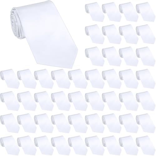 Image of Geyoga 36 Pieces Sublimation Blank Tie for Men Solid DIY Dye White Polyester Neckties Sublimation for Father's Day Weddings Party