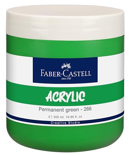Faber-Castell Creative Studio Acrylic 500ML JAR - Permanent Green 266 Deal