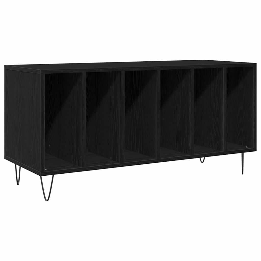 vidaXL Record Cabinet Black Oak 100 x 38 x 48 cm Engineered Wood, Living Room Cabinets, Durable Storage Solutions, Modern Organizers, Ample Space for Organizing Home Office Documents — image 1