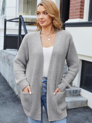 Image of Snuggle Sac Cardigan Sweaters for Women with Pocket Trendy Casual Long Sleeve Tops Open Front Fall Winter Coats