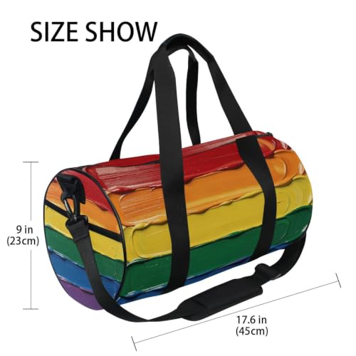 Bolsa de deporte redonda con bandera del arcoíris y compartimento interior de lona 4