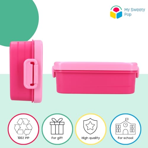 My sweety pop - Brotdose Hello Kitty – Lunchbox – für Kinder – Krippe – Kindergarten – Schule – Urlaub – Mahlzeit – 16 cm – Geschenkidee (Hello Kitty – Rosa)