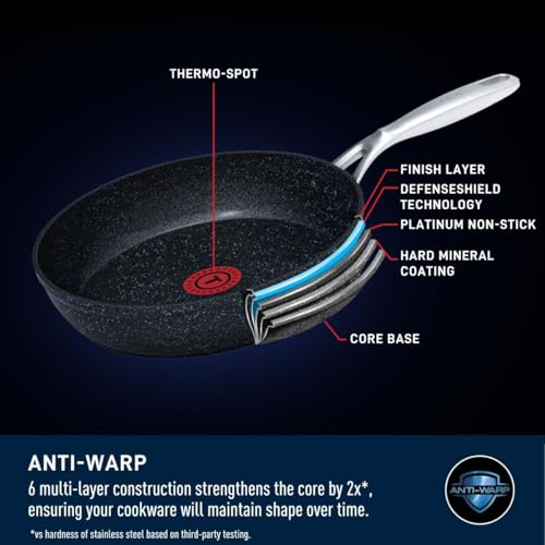 Image of T-FAL StoneShield 12 inch / 30cm Frypan, Non-Stick, Anti-Warp, Rock Texture, Dishwasher & Oven Safe, Easy to Clean