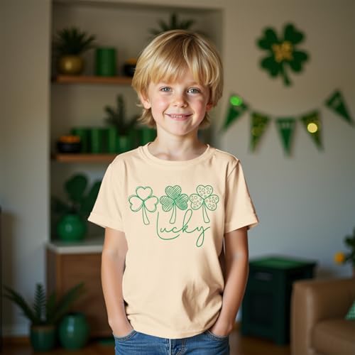 Image of CM C&M WODRO Boy Girl St. Patrick's Day T-Shirt Kid Lucky Clover Short Sleeve Shirt Funny Irish Shamrocks Tee Tops
