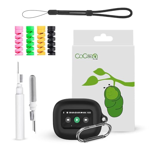 Image of Silicone Case Cover for | Live Flex 3 | Live Buds 3 with Cleaner Kit, Lanyard & 4 Pcs Cable Protectors (Black)