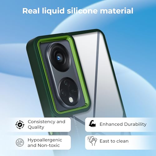 Image of A rtistque Frosted Translucent Back Cover Case for Oppo Reno 8T 5G | Chrome Ring Design | Premium Matte Finish | Shockproof TPU | Slim Protective Design | Oppo Reno 8T Back Cover - Green
