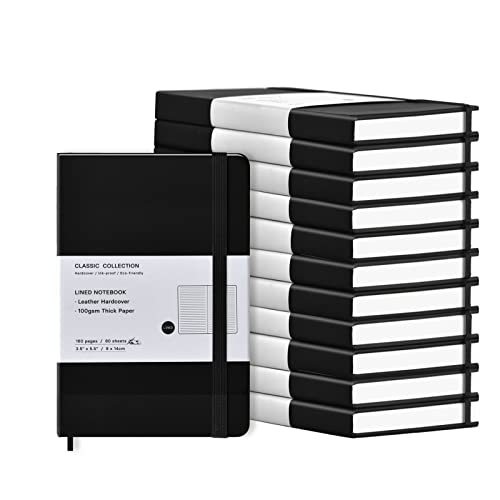 Carnet de poche Coopay lot de 12 petits notes couverture rigide noire