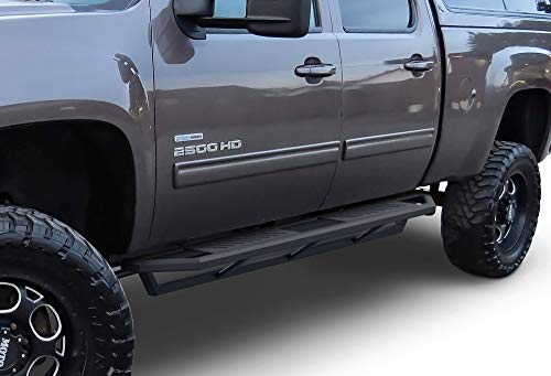 APS iArmor Aluminum Side Steps Armor Compatible with Chevy Silverado GMC Sierra 1500 2500 3500 2001-2006 Crew Cab & Classic 07 (Nerf Bars Side Steps Side Bars)