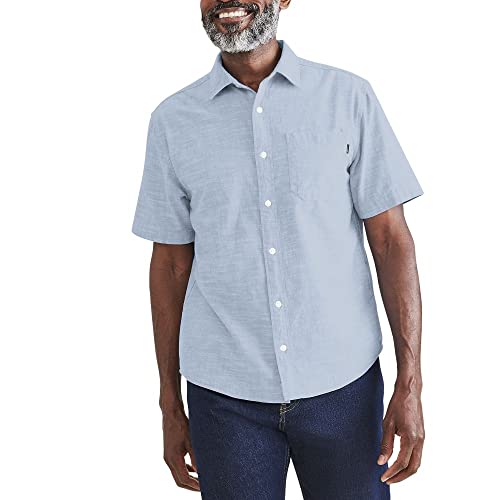 Dockers Men's Regular Fit Short Sleeve Ultimate Shirt, Light Blue Wash, X-Large