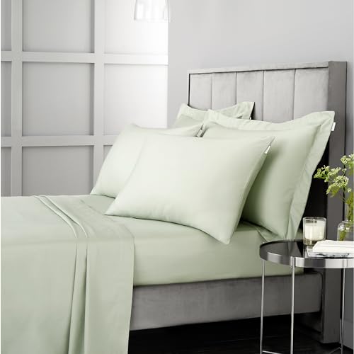 Drap-housse en satin de coton 400 fils Bianca Emperor couleur vert - 4