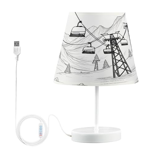 ALAZA Mountain Ski Lift Dimmable Table Lamp with USB