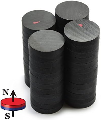 Ceramic Magnets Disc 1.26" x 1/4" Grade 8 for Crafting, Science and School Projects, Magnetic Therapy and Theraputic Magnets - Box of 50