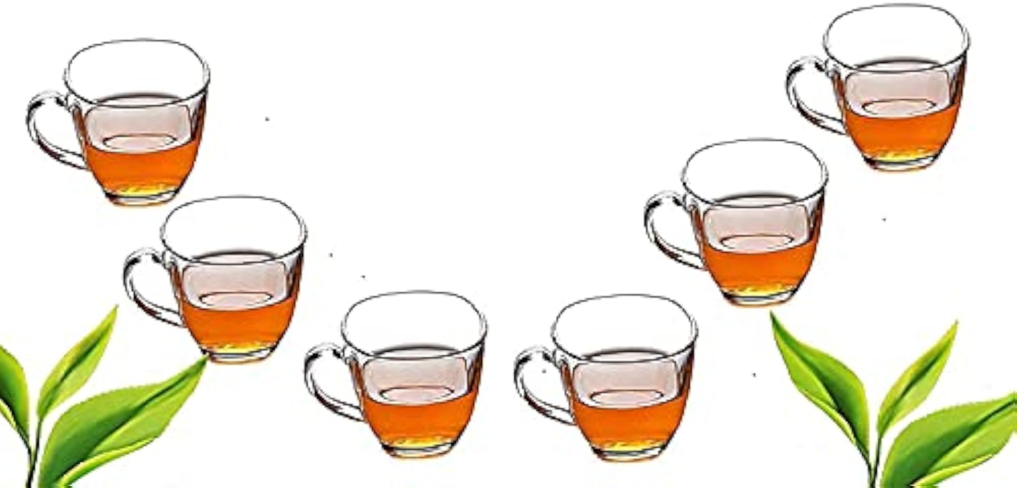 Transparent Oval Shape Toughened Glass Tea Cup Set