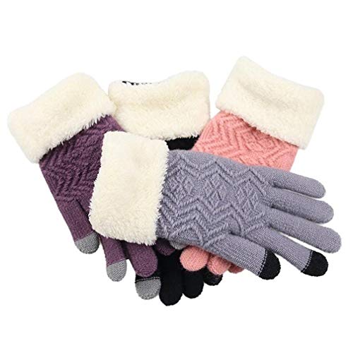 Women's Winter Gloves Warm Lining Mittens- Cozy Wool Knit Thick Gloves Novelty Mittens Winter Cold Weather Accessories