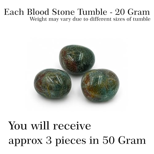 Image of Crystal Bloodstone Tumble Stone | 50 gm Tumbled Gemstones | Reiki Healing Stones | Home Decor Pebbles | Aquarium Gravel | Garden & Table Decor