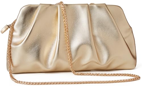 Image of Women's Clutch Purse,Evening Bag for Women Ruched Clutch Purse Detachable Metal Chain Crossbody Bag