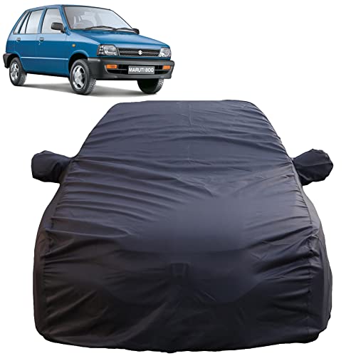 Image of Autofact Waterproof Car Body Cover Compatible with Maruti Car 800 (2000 to 2008) with Mirror Pockets, 4 x 4 American Matty, Long Lasting Strong Durable Material, Grey Color