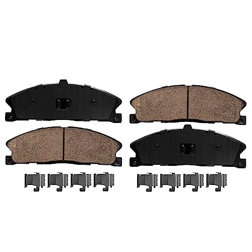 Image of Detroit Axle - Front Brake Kit for Ford 2013-2019 Explorer Police Interceptor Utility Drilled and Slotted Disc Brake Rotors Ceramic Brakes Pads Wheel Bearing Hubs Replacement : 13.86 inch inch Rotors