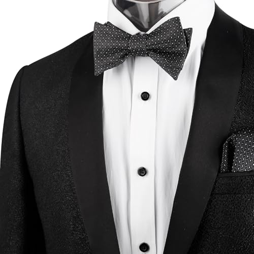 Image of Alizeal Mens 2pcs Solid Self-tied Bow Tie Set | Alizeal Mens 2pcs Self-tied Solid /Animal Bow Tie and Pocket Square Set Perfect for Wedding Business Formal Events