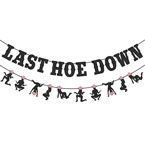 Last Hoedown Western Cowgirl Bachelorette Party Banner for Space Cowgirl Last Rodeo Hoedown Nash Bash Nashville Bachelorette Party Decorations (Black)
