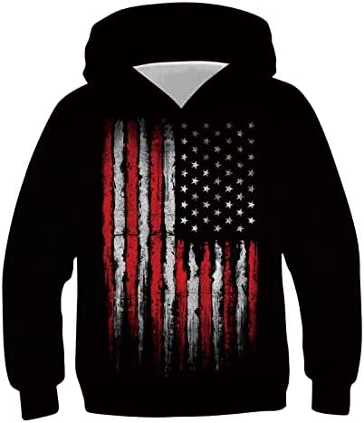 Goodstoworld Boys Flag Striped Stars Hoodies Size 8 11 Guys Cool Graphic Lined Hoody Pullover Gifts for Teen Girls 4th of July Sweatshirts with Hood Size 9-10 Black