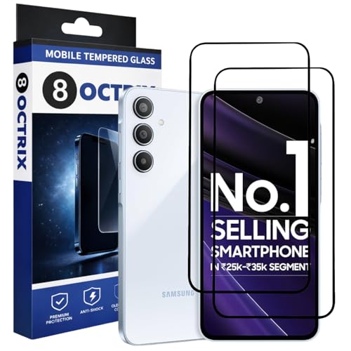 Image of Military-Grade Tempered Glass Screen Protector Compatible for Samsung Galaxy A35 / A55 / M35 with Edge to Edge Coverage - Case Friendly, Anti-Scratch & Bubble-Free Installation Kit (Pack Of 2)