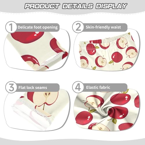 Apple on Color Background Girls Leggings,Workout Leggings for Girls Toddler Athletic Leggings Size for 3-10T3