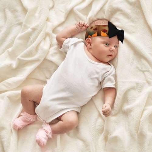 Baby Bow Headband Happy Thanksgiving Decor Turkey With Maple Leaves Printing Soft, Skin-Friendly For Newborns 0-6 Months, For Baby Girls4
