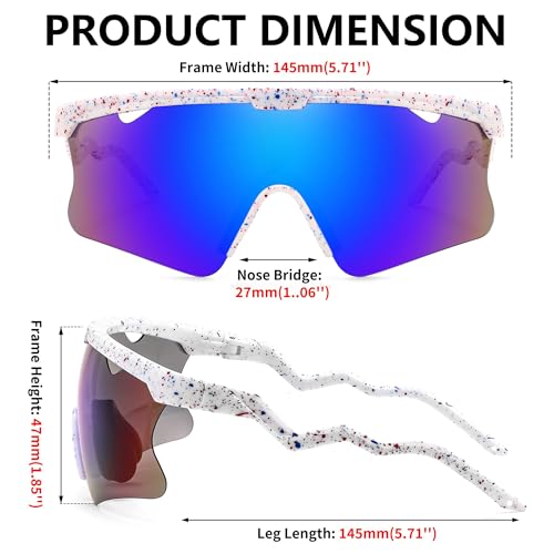 Image of FEISEDY Sunglasses for Men and Women, Polarized Large Retro Rimless Glasses TR90 Frame for Baseball, Cycling, Sports B4073