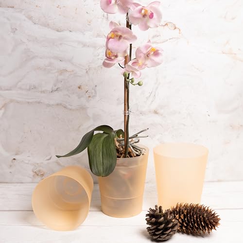 Home Garden Ornaments small orchid pots 12cm / 4.7 inch, Set of 3 Decorative Plastic Plant Pots Indoor - Image 2