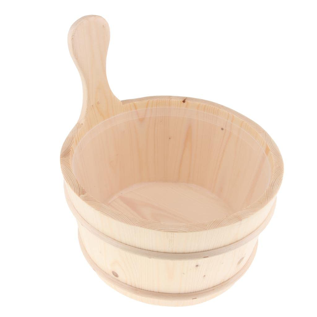 Sauna Wooden Bucket with Liner 4L Volume Smooth Surface White Pine