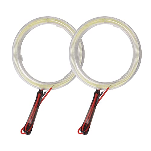 Qasim 1 coppia di LED COB Fari Angel Eyes con Copertura in Plastica 70MM 60SMD Bianco Anello Halo Occhi d'Angelo per Auto Moto per DRL Diurna Faro Fendinebbia DC12V