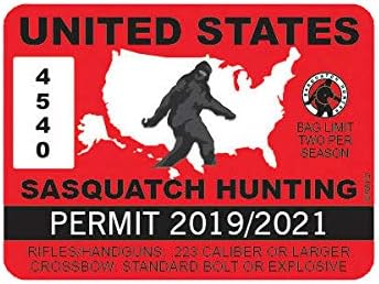 EW Designs United States Sasquatch Hunting Permit Sticker Decal Vinyl Bigfoot 13igfo0T Bumper Sticker Vinyl Sticker Car Truck Decal 5"