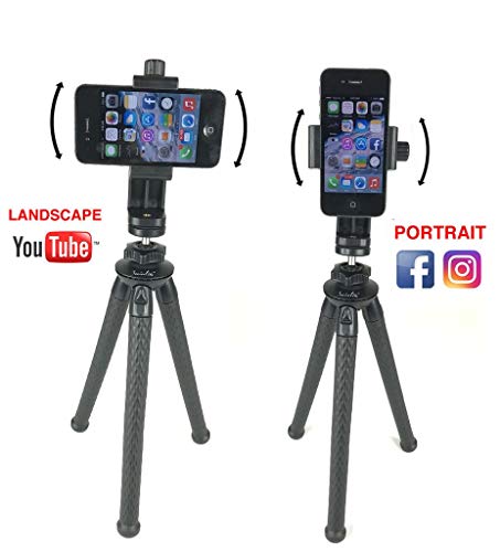 Socialite Flexible Camera Tripod - Bendable 12Inch Mini Tripod Stand W/Rotating Cell Phone Mount For Smartphone - Compatible With Iphone, Android, Dslr, Go Pro, Nikon, Canon, Sony Digital Cameras #TOP1