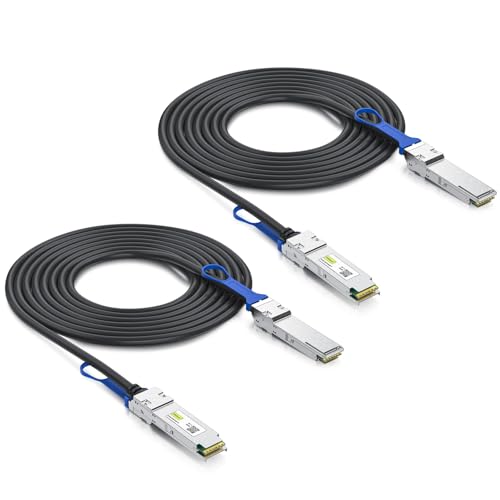 Image of 10Gtek 100G QSFP28 DAC Cable - 100GBASE-CR4 QSFP28 to QSFP28 Passive Direct Attach Copper Twinax Cable for Cisco QSFP-100G-CU0.5M, Ubiquiti, Arista, Supermicro and More, 0.5-Meter(1.6ft), 2-Pack