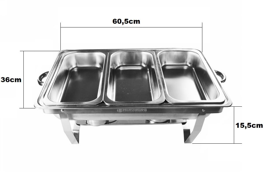 Edelstahl Chafing Dish Set mit 2X Brennpaste 200g, zum Warmhalten und Kühlen von Speisen Speisewärmer, Rechaud, Chafing Dishes, für Catering, Buffet, Party privat, professioneller Einsatz (1)