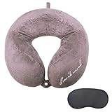 LAN SHAN QUE Travel Pillow for Airplane Car Sleeping Rest, Soft Comfortable Velvet Cover, Head Support Pain Relief Neck Pillow with Eye Mask